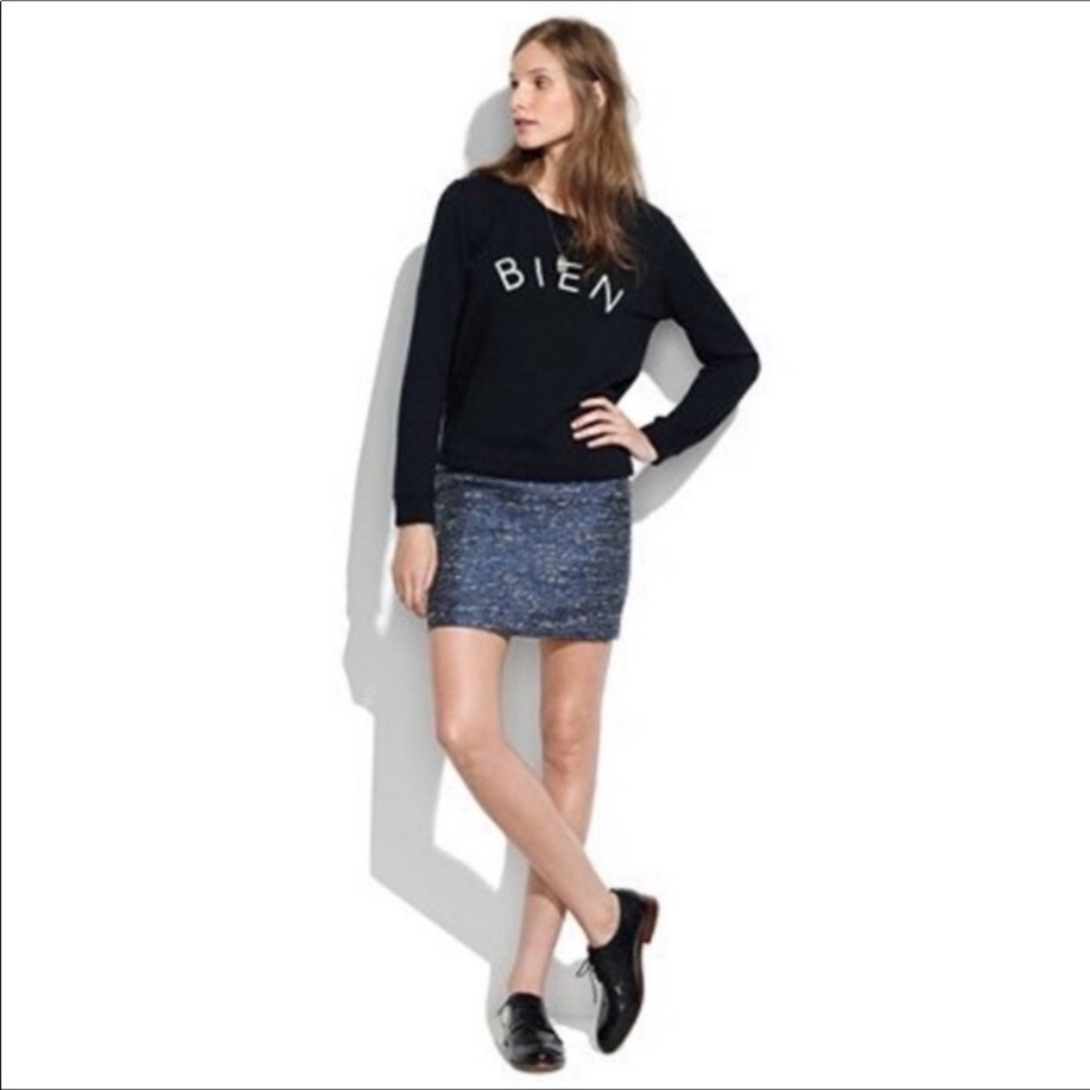 Madewell black blue tweed mini skirt